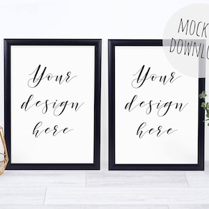 Two Frame Mockup Photography, Two Black Frames Mock Up, Double Frame Mockup Photo, Frame Stock Photograph, A4 Frame Template