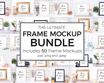 Frame Mockup Bundle of 50 Mock Up Photographs, Styled Frame Templates Discount Collection, Frame Mockup Styled Stock Photos