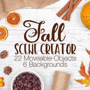 Fall Scene Creator, Autumn Mockup Creator With Movable Props, Flat Lay Scene With Moveable Objects, Fall Card Mock Ups, Fall Stock Photos
