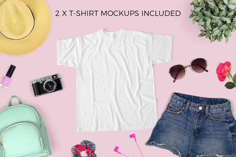 Download Fashion Scene Creator T-Shirt Mockup with Movable Objects ...