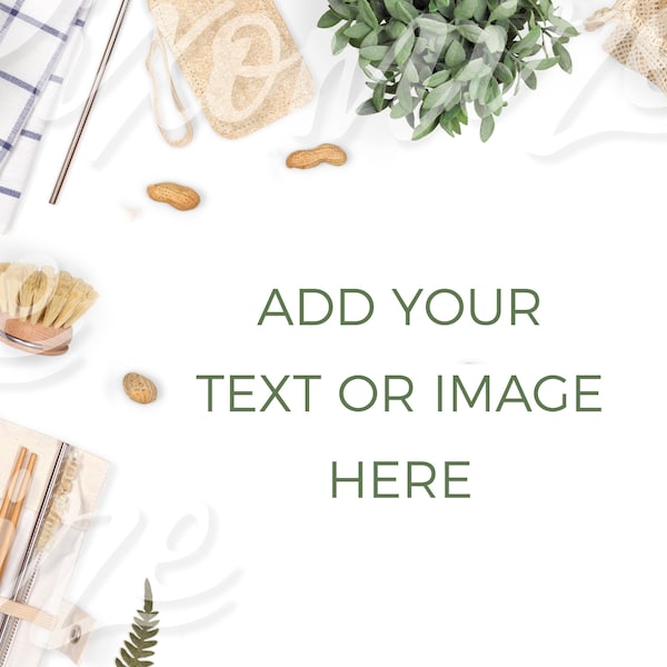 Kitchen Flat Lay Stock Photograph, Eco Friendly Styled Stock Photo, Zero Waste Kitchen Mockup Image