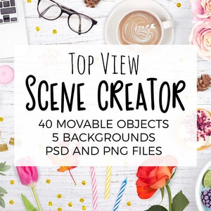 Top View Scene Creator, Stock Photography With Movable Objects, Styled Scene Generator, Flat Lay Mockup Creator, Isolated Elements