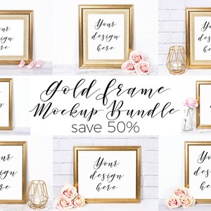 8 Gold Frame Mockup Photographs, Mock Up Bundle Styled Stock Photos, Discount Bundle, Pretty Frame Mockups, Styled Stock Photography