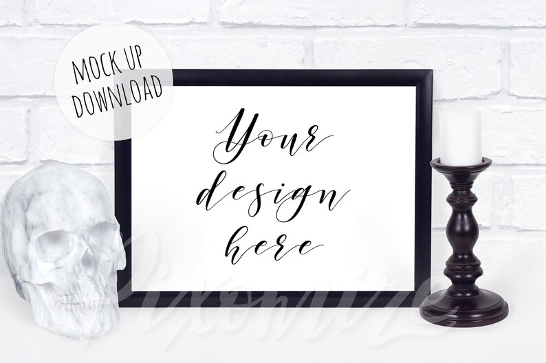 Halloween Frame Mockup Horizontal Black Frame Mock Up Etsy
