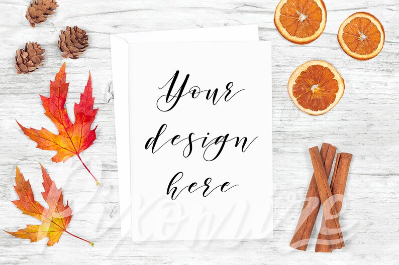 Fall Card Mockup Autumn Card Mock Up Photo Fall Stock Etsy