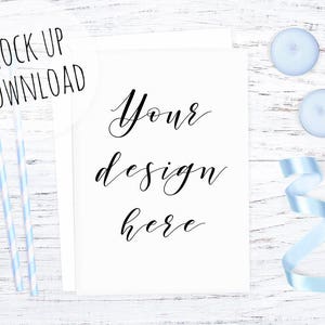 Download Blue Card Mock Up Photography Baby Shower Mockup Boy Card ...