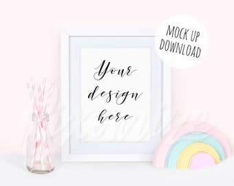 Nursery Mockup, Girly Frame Mockup, Pink Frame Mockup, Cute Nursery Mockup, 8x10 frame mockup, Portrait mockup,