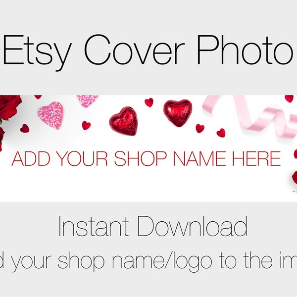 Valentines Cover Photo, Valentines Day Etsy Banner, Styled Stock Photograph for Etsy Shops, Hearts Stock Cover Image, Valentines Etsy Banner
