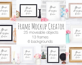 Frame Mockup Creator, Scene Creator With Moveable Objects and Props, Frame Mock Up Template, Photoshop psd File