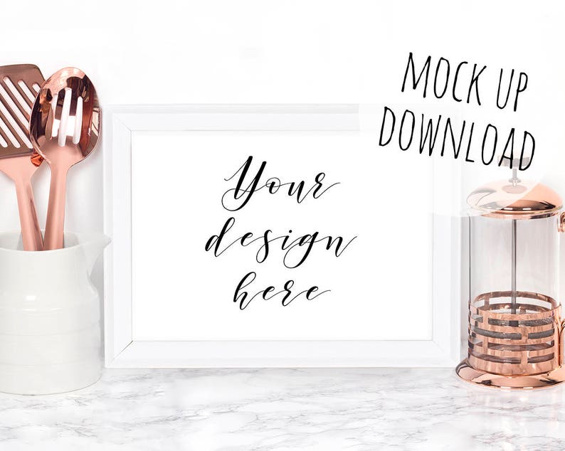 Download Horizontal Frame Mockup In Kitchen Setting Kitchen Frame Mock Etsy PSD Mockup Templates