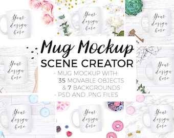 Mug Mockup Scene Creator, Mug Mock Up Generator, Styled Stock Photography, Mug Flat Lay Photos, Mug Mockup Download, Movable Mockups