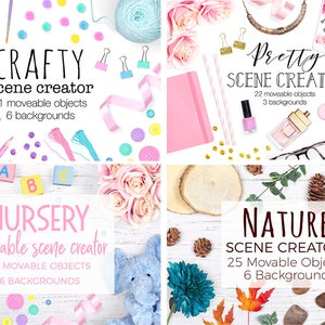 HUGE Scene Creator Bundle, 10 x Scene Creators, Desk Custom Scene, Pretty Flat Lay Photography, Wedding Stock Photos, All With Movable Props image 3