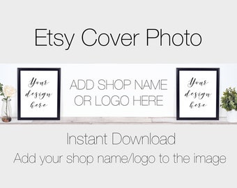 Black Frame Cover Photo, Pre-made Etsy Banner Image, Etsy Cover Stock Photo with Black 8x10 Frames, Styled Stock Photography for Branding