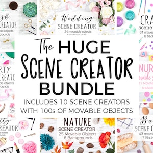 HUGE Scene Creator Bundle, 10 x Scene Creators, Desk Custom Scene, Pretty Flat Lay Photography, Wedding Stock Photos, All With Movable Props image 1