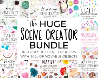 HUGE Scene Creator Bundle, 10 x Scene Creators, Desk Custom Scene, Pretty Flat Lay Photography, Wedding Stock Photos, All With Movable Props