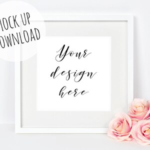 Pretty Square Frame Mockup Photograph White Frame Mock Up Etsy