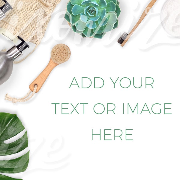 Eco Friendly Styled Stock Photo, Bathroom Flat Lay Photography, Zero Waste Plastic Free Mockup Image