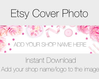 Pretty Etsy Cover Photo, Pink Floral Cover Photo Design, Stock Photography for Etsy Banner, Party Cover Image for Etsy Shops