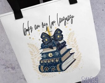 Bücher sind Meine Sprache der Liebe| Buchliebhaber| Tragetasche| Geschenke für sie|