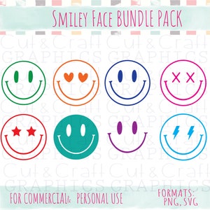 Smiley Face SVGs|Retro| Bundle| | svg,png,eps,dxf|Commercial and personal use|