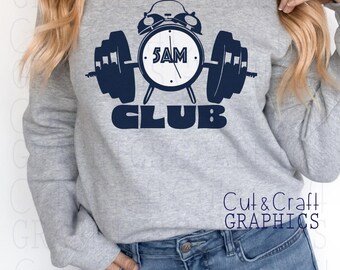 5 Uhr Club-Fitnessstudio | Fitness-Studio-Crew|Training |kommerzieller und persönlicher Gebrauch|SVG, DXF, PNG Dateien| Cricut Schnitt Dateien|Silhouette Schnitt Dateien