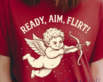 Cupid Valentine Sublimation, Bereit Ziel Flirt Valentine Tee (kommerzielle Nutzung, digitaler Download)
