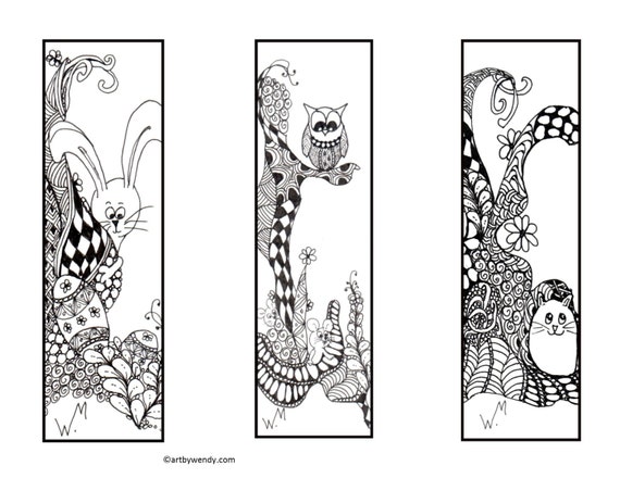 instant printable zentangle bookmark readers gift book etsy