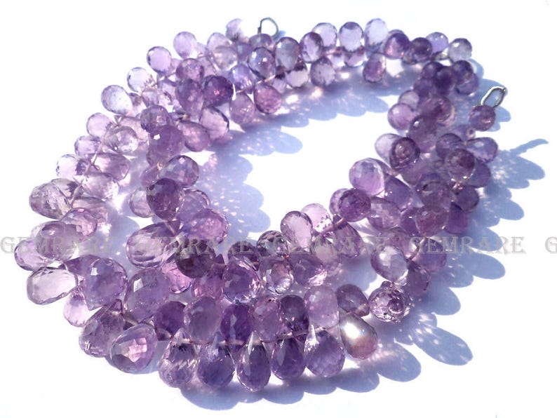 4.50x6 to 5x8 mm AME-1071 7 Inch Amethyst Light Beads In Drops Faceted Shape 78 Pieces Quality AA+ 18 cm Semiprecious Gemstone Beads