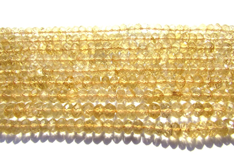 36 cm Rondelles Faceted Beads In Citrine Beads 115 pieces 4.50 mm Semiprecious Gemstone Beads Quality AA+ CI-1781