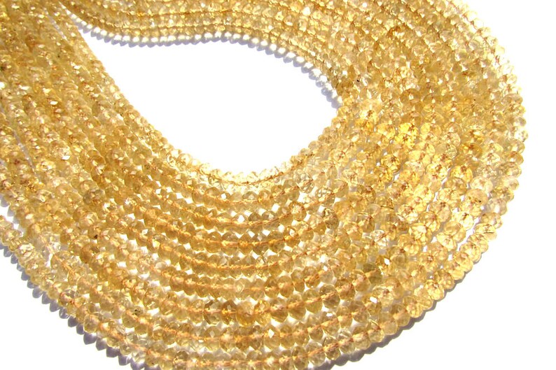 36 cm Rondelles Faceted Beads In Citrine Beads 115 pieces 4.50 mm Semiprecious Gemstone Beads Quality AA+ CI-1781