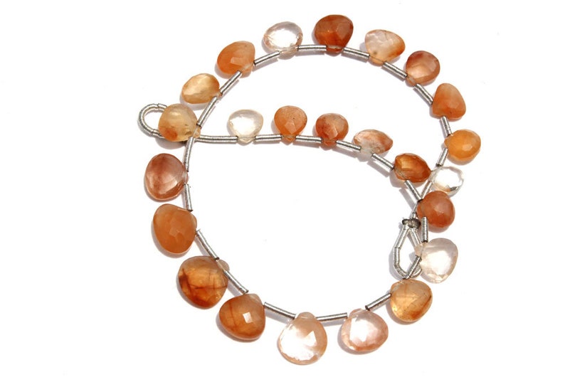 5.50 to 8.50 mm 18 cm Semiprecious Gemstone Beads Quality AA+ Heart Faceted TAN-0021 24 pieces Tangerine Quartz Beads
