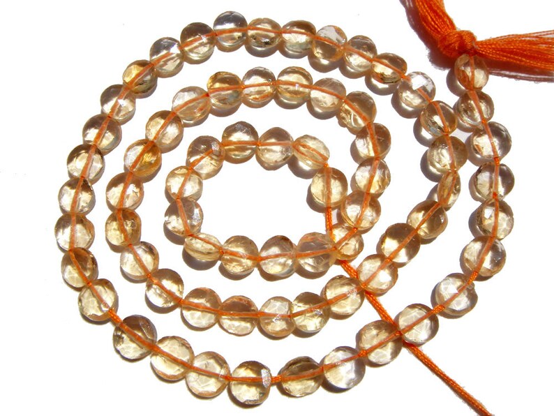 CI-3091 14 Inch Citrine Beads In Coin Faceted Shape Quality AA Semiprecious Gemstone Beads 36 cm 65 pieces 5 to 5.50 mm