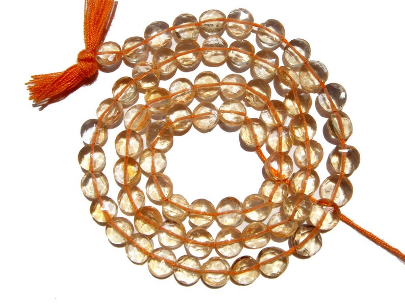 CI-3091 14 Inch Citrine Beads In Coin Faceted Shape Quality AA Semiprecious Gemstone Beads 36 cm 65 pieces 5 to 5.50 mm