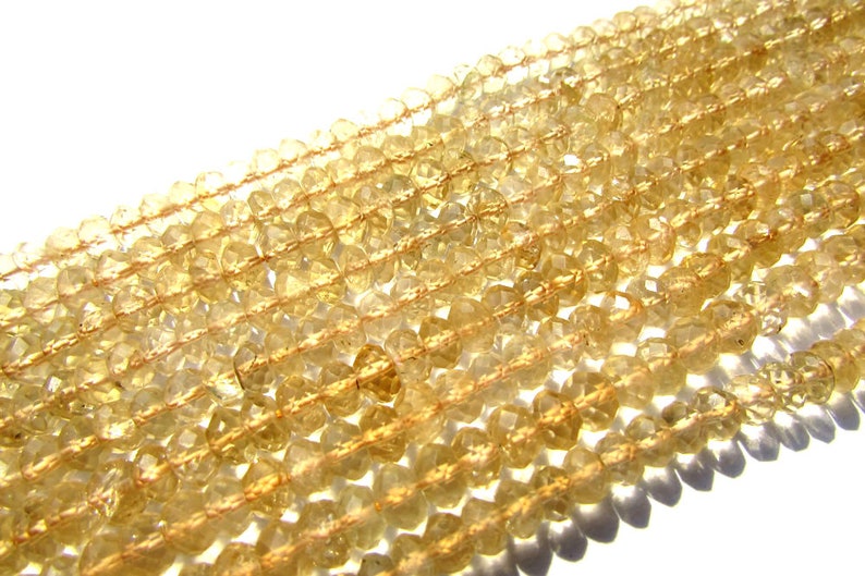 36 cm Rondelles Faceted Beads In Citrine Beads 115 pieces 4.50 mm Semiprecious Gemstone Beads Quality AA+ CI-1781