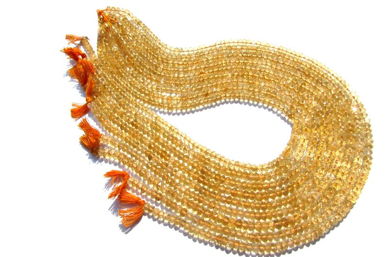 36 cm Rondelles Faceted Beads In Citrine Beads 115 pieces 4.50 mm Semiprecious Gemstone Beads Quality AA+ CI-1781