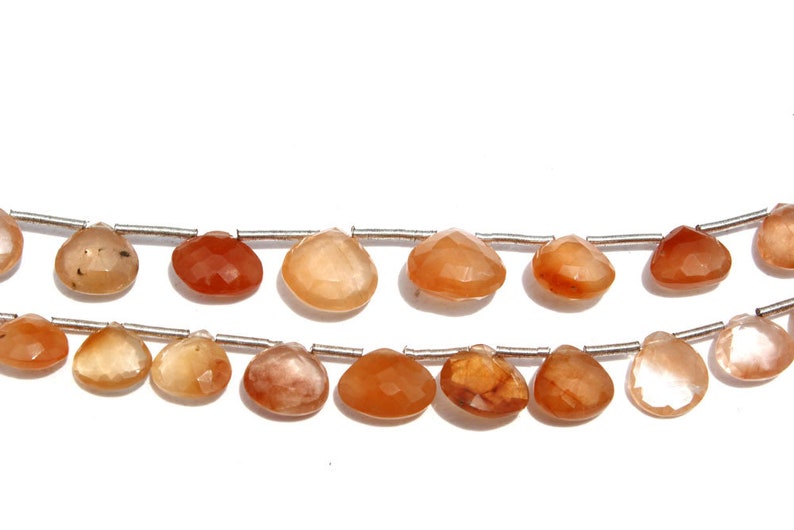 5.50 to 8.50 mm 18 cm Semiprecious Gemstone Beads Quality AA+ Heart Faceted TAN-0021 24 pieces Tangerine Quartz Beads