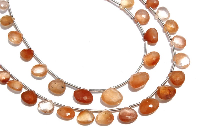 5.50 to 8.50 mm 18 cm Semiprecious Gemstone Beads Quality AA+ Heart Faceted TAN-0021 24 pieces Tangerine Quartz Beads