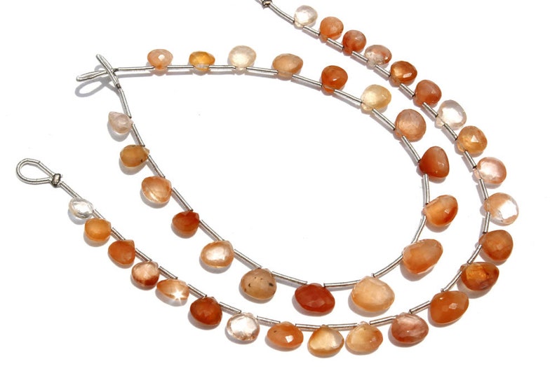 5.50 to 8.50 mm 18 cm Semiprecious Gemstone Beads Quality AA+ Heart Faceted TAN-0021 24 pieces Tangerine Quartz Beads