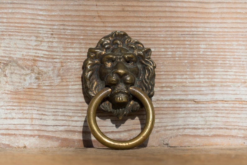 Vintage Lion S Head Drawer Pull Bronze Lion Cabinet Pull Etsy