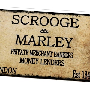 Christmas Sign Scrooge & Marley Christmas Retro Vintage Style Metal Sign Charles Dickens Christmas Carol Sign