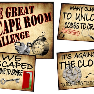 Escape Room Signs Retro Escape Room Sign Games Escape Room Escape Sign Pary Signs