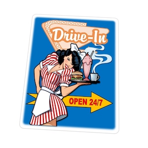 American Diner Retro 50s-60s Metal Sign Drive-in Diner Sign Hot Food, Snacks, Drinks Sign, Route 66 Diner Sign Reproduction Sign