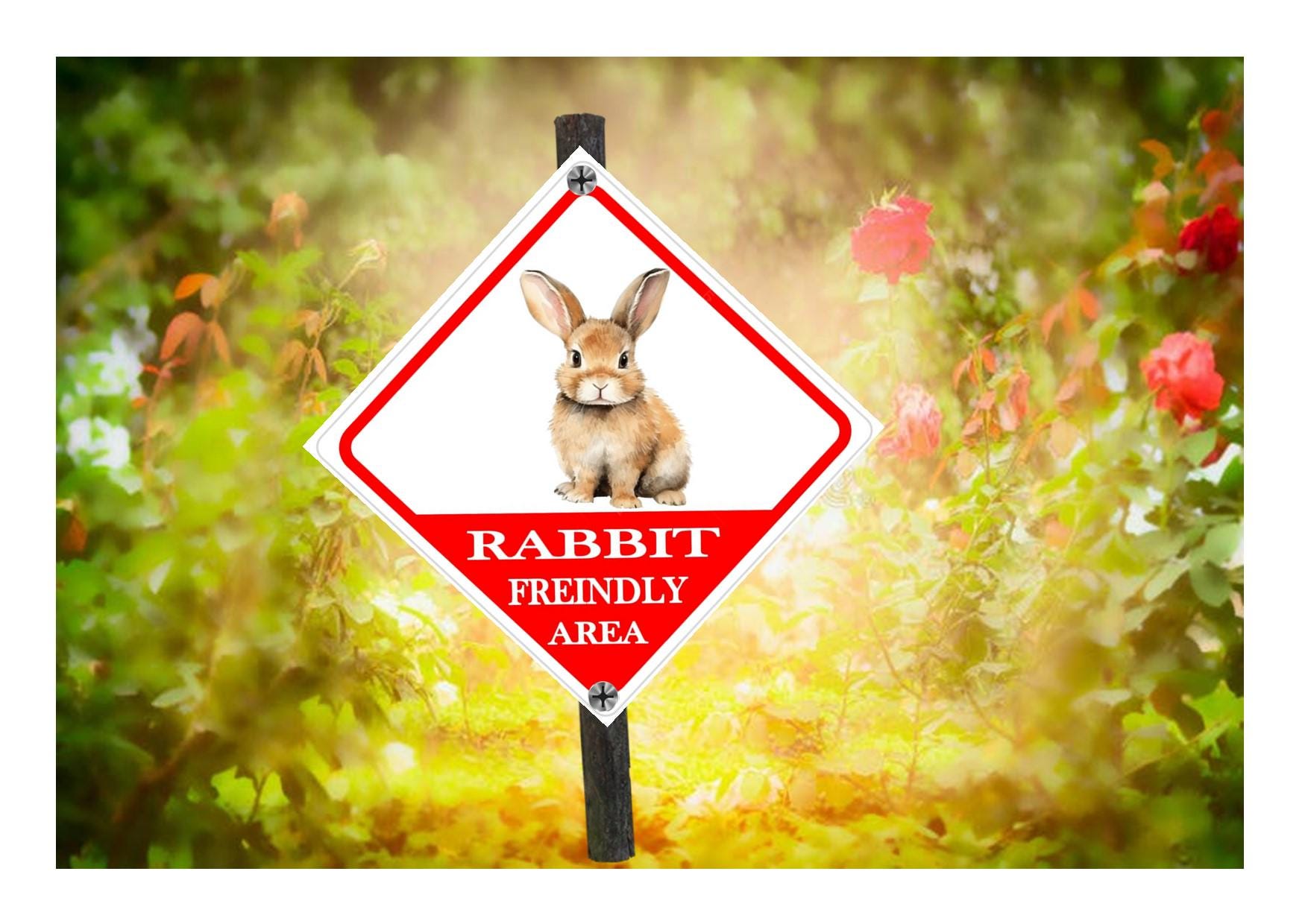 Rabbit Garden Sign, Garden Sign, Wildlife Sign Patio Back Yard Signs ...