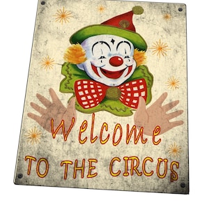Zirkus Vintage Karneval Clown Schild Zirkus Karneval Fahrt Metallschild Willkommen beim Zirkusschild Retro Karneval Schild