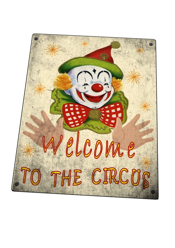 Circus Vintage Carnival Clown Sign Circus Carnival Ride Metal Sign
