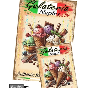 Vintage  Italian Ice Cream Advertising Metal Sign Retro Metal Ice Cream Sign, Ice Cream Parlour Wall Sign, Ice Cream Shop Metal Sign