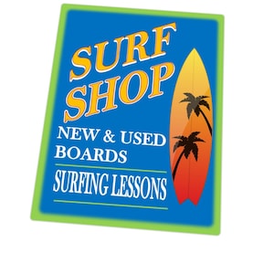 Surf Shop Metal Sign, Surfers Shop Sign, Beach Surf Shop, Beach Side Surf Shop Sign
