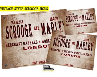 Plaque en métal Charles Dickens Scrooge & Marley Christmas style rétro vintage Plaque en métal Charles Dickens Christmas Carol Scrooge, Noël victorien