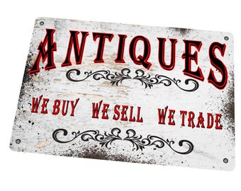 Vintage Antique Shop Sign, Antique Metal Sign Antique Wall Plaque Sign Old Metal Shop Antique Sign