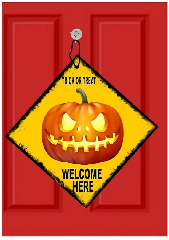 Halloween Blechschild-Deko (2 Stück) – Für Garten, Tür, Party, Gruselig, Wetterfest